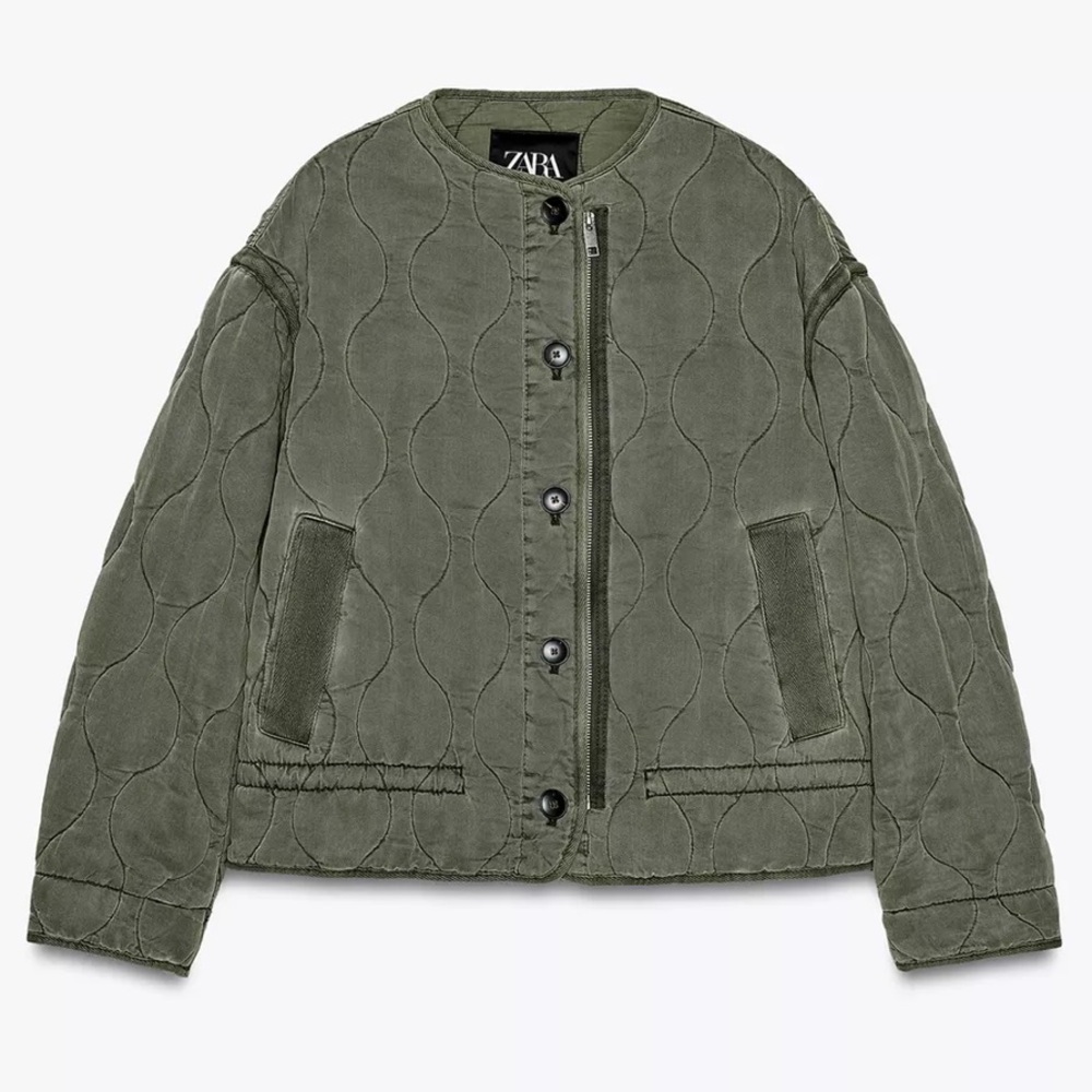 Zara Olive Quilted Women's Jacket medium